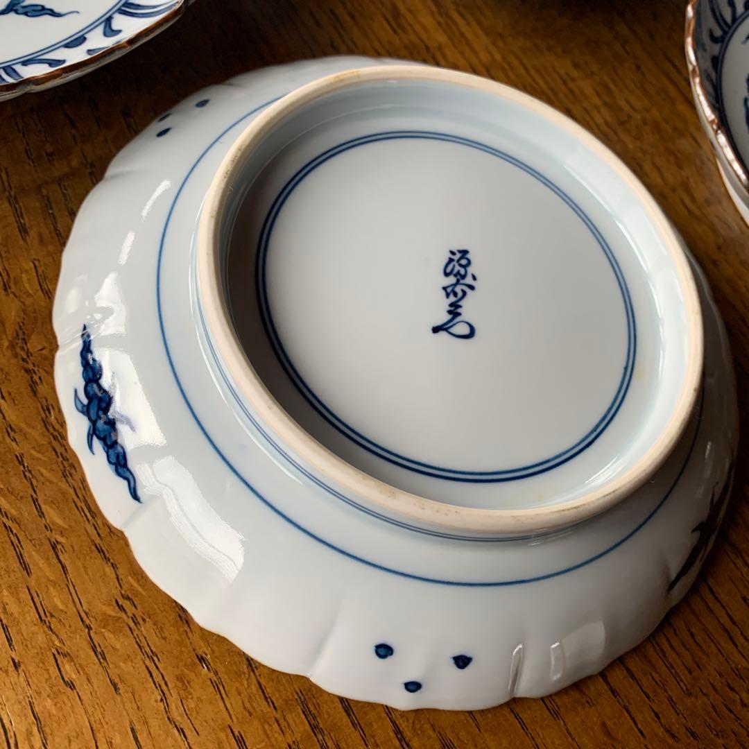 源右衛門　有田焼　古伊万里　吉祥柄　雲鶴　染付　銘々皿5枚　新品未使用品