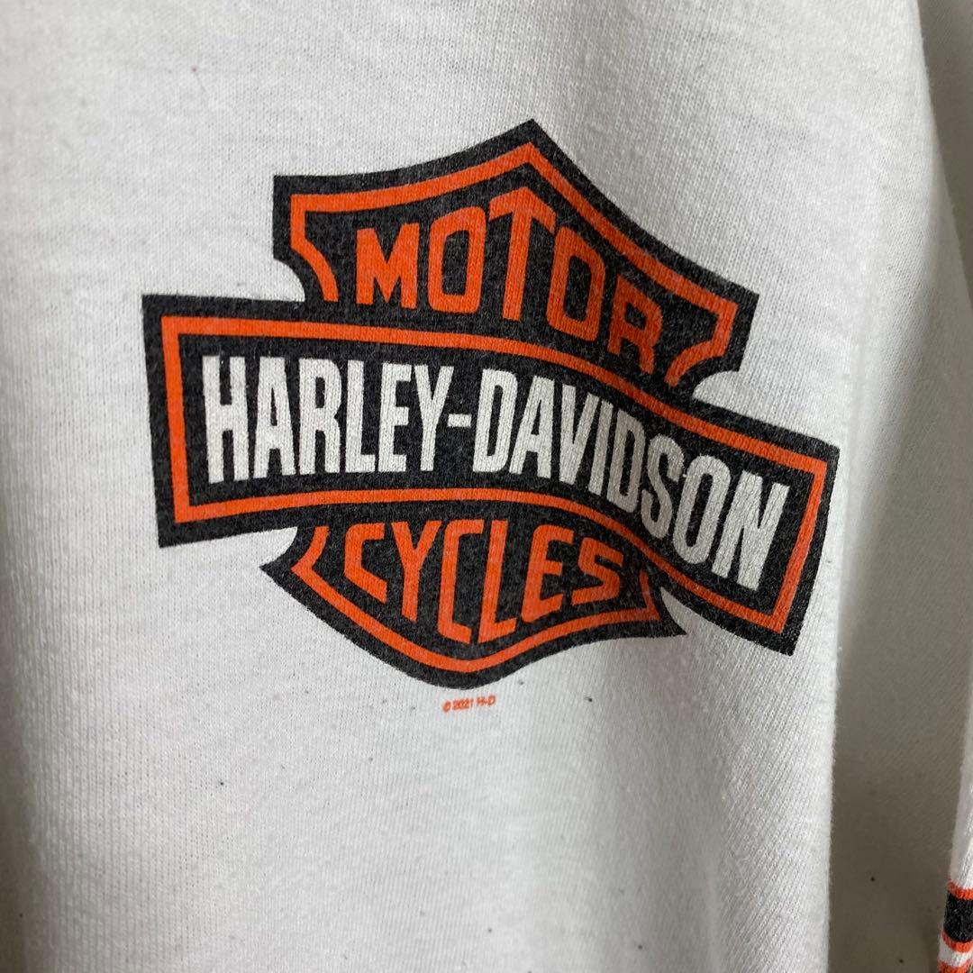 ハーレーダビッドソン☆ロンT 古着 デカロゴ サイドデザイン ゆるだぼ hq7