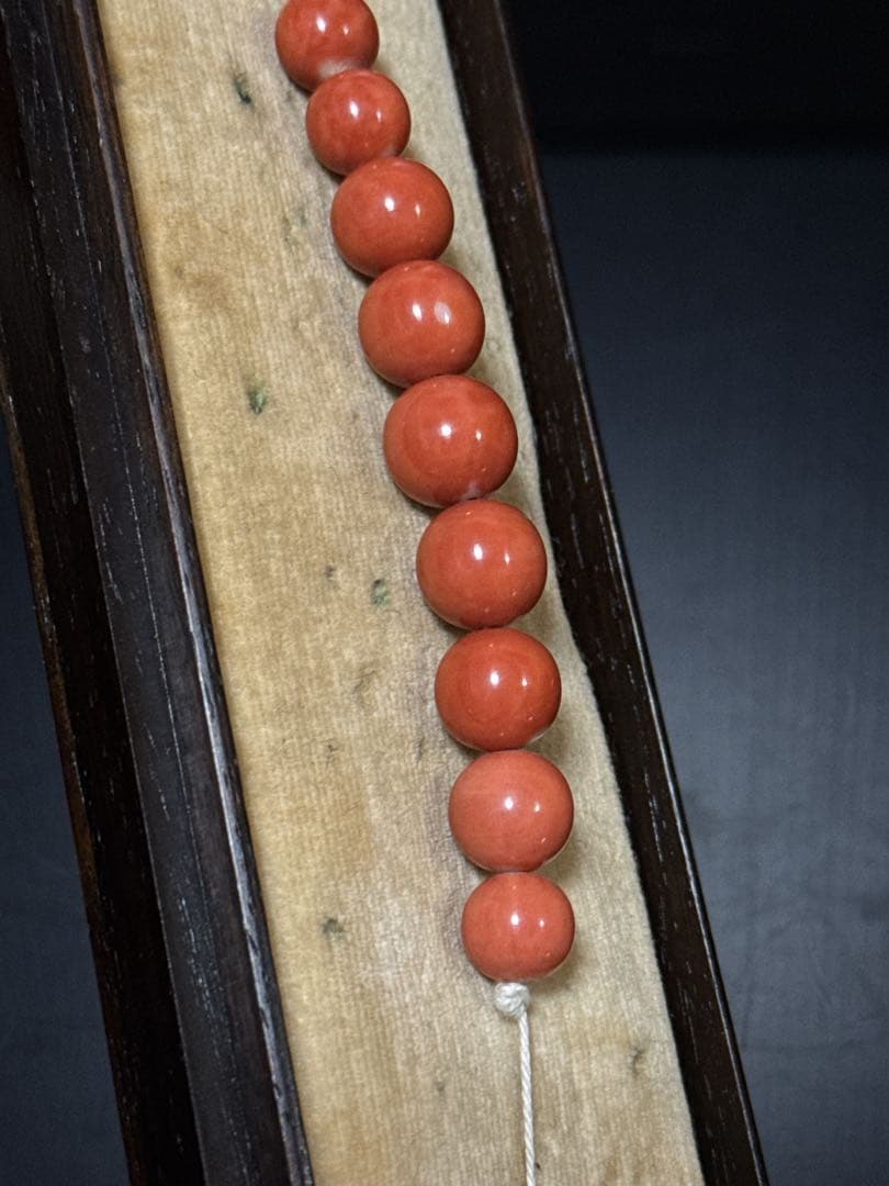 時代 本珊瑚 玉 緒締玉 髪飾 唐木箱付