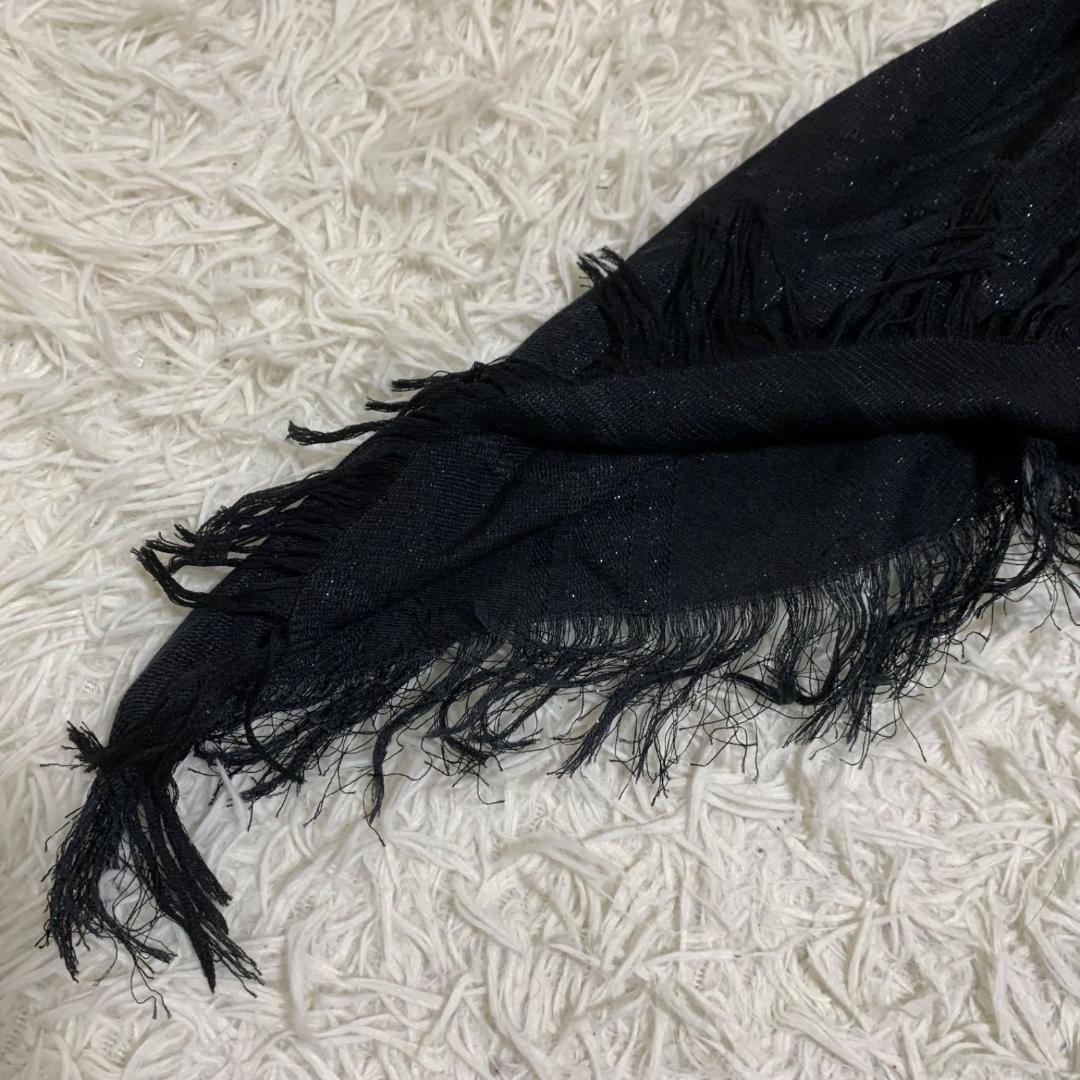 14823グッチ GG柄 ウール シルク フォックスファー ポンチョ ラメ