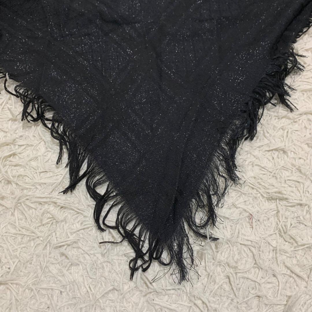 14823グッチ GG柄 ウール シルク フォックスファー ポンチョ ラメ