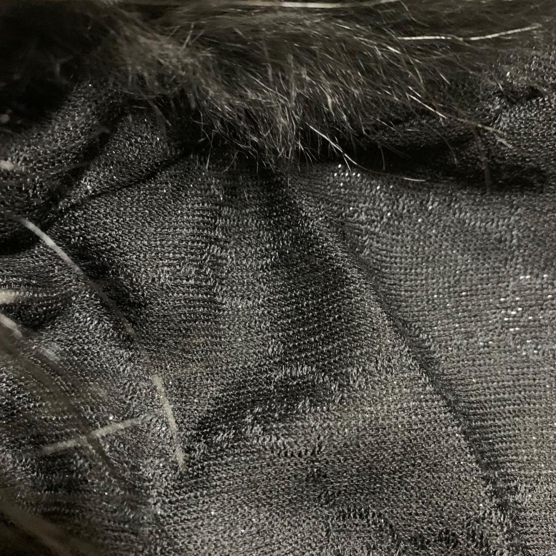 14823グッチ GG柄 ウール シルク フォックスファー ポンチョ ラメ