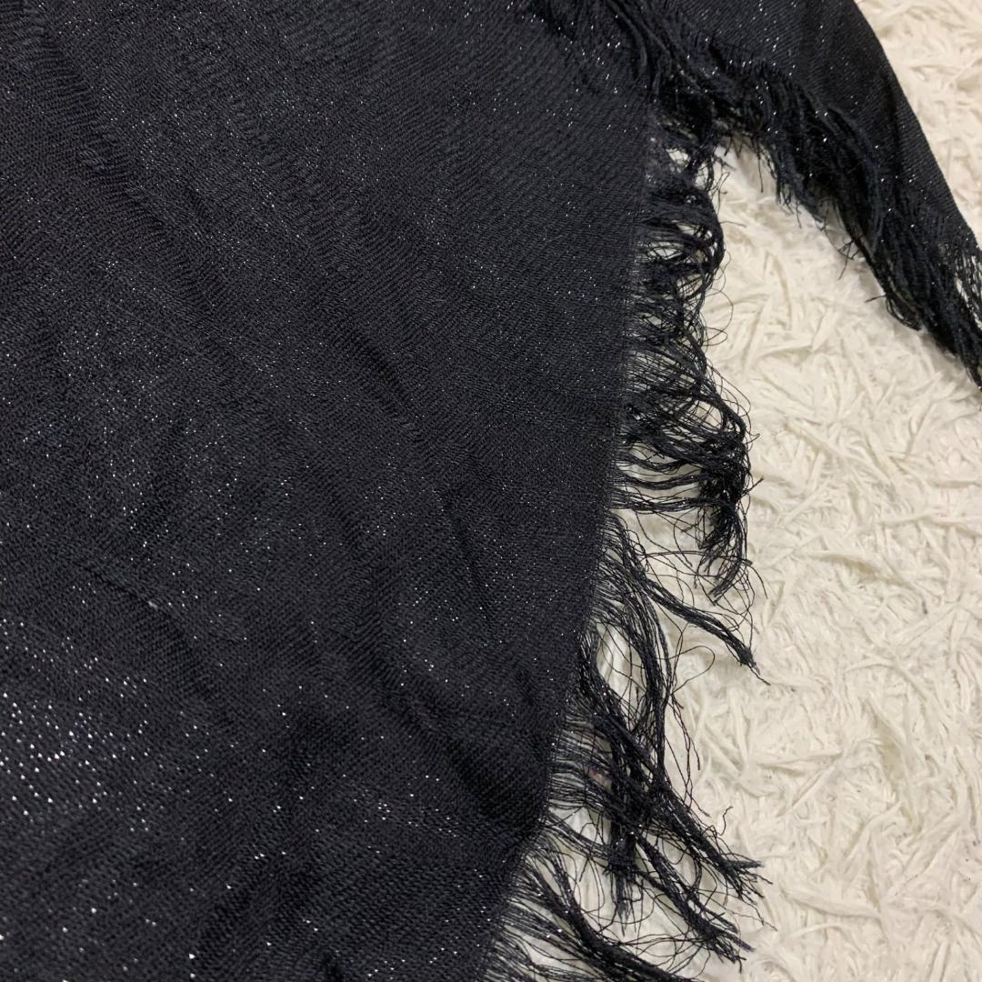 14823グッチ GG柄 ウール シルク フォックスファー ポンチョ ラメ