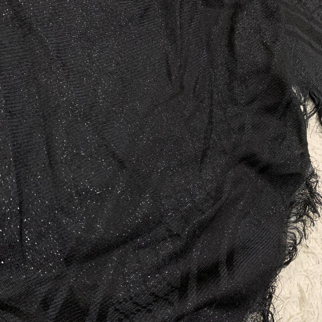 14823グッチ GG柄 ウール シルク フォックスファー ポンチョ ラメ