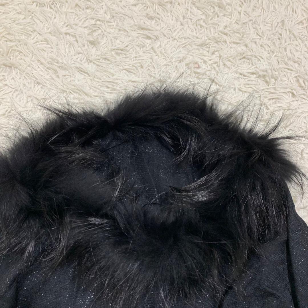 14823グッチ GG柄 ウール シルク フォックスファー ポンチョ ラメ