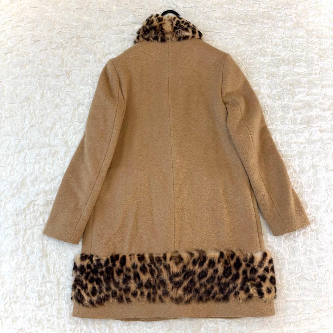 ブルーガール レオパード コート ラビット ファー blugirl ミドル丈 S