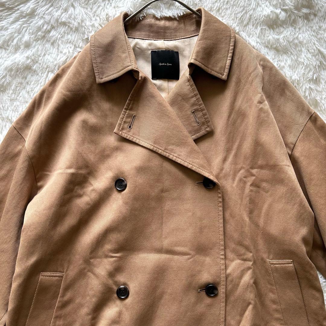 Spick&Span コットンリネンツイルオーバーミドル丈コート ベージュ 38