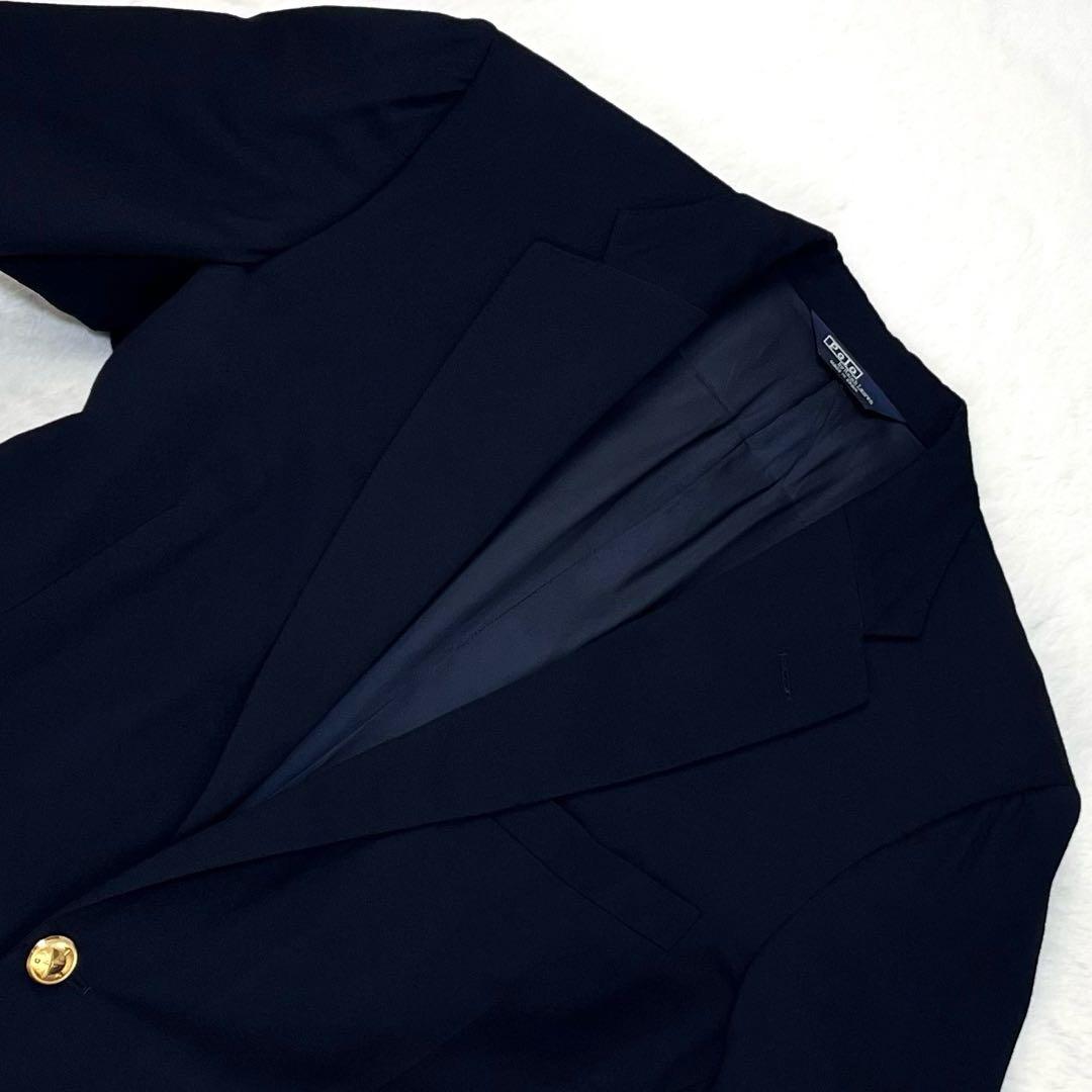 極希少 スペイン製 ポロ ラルフローレン 紺ブレ ヘルメットロゴ 金ボタン 42