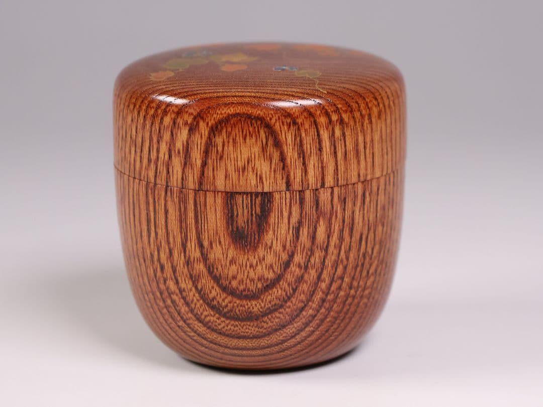 専用品 茶道具 中出松峰 欅拭漆 蔦蒔絵 中棗 共箱 木製 漆芸【MA907】