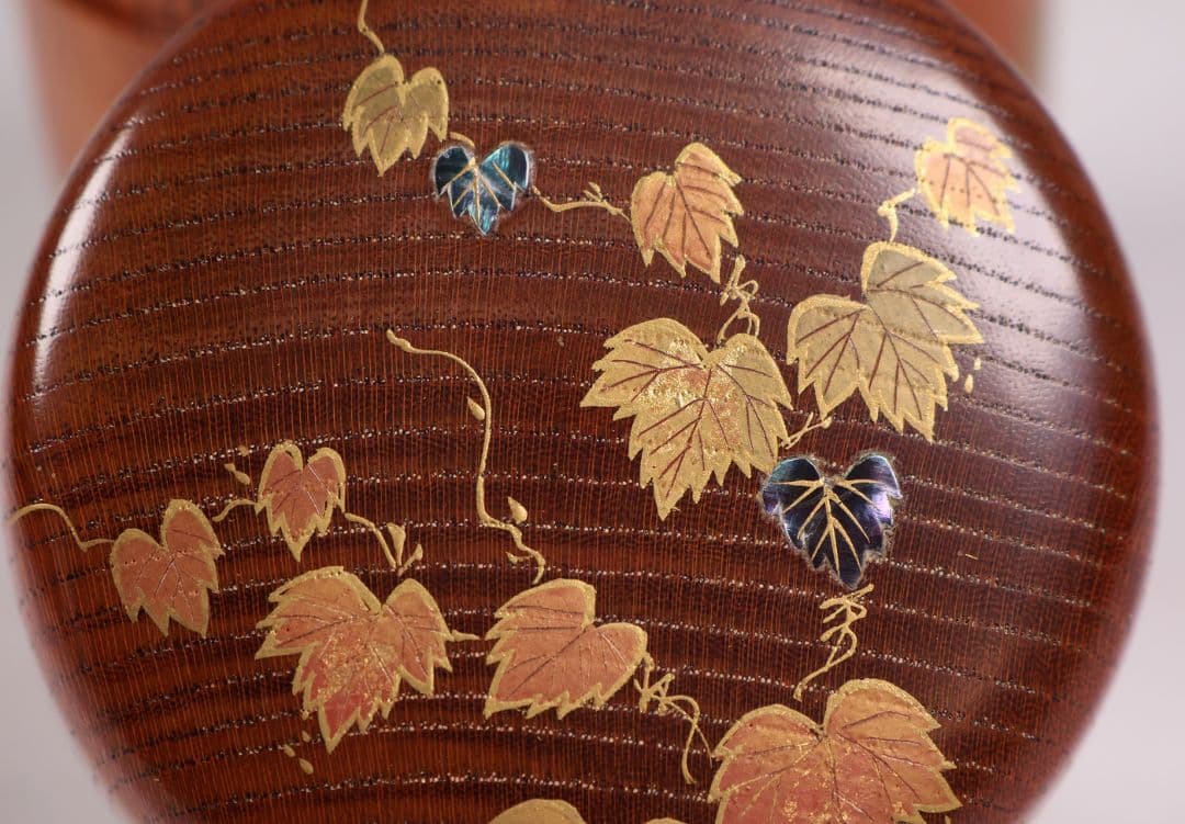 専用品 茶道具 中出松峰 欅拭漆 蔦蒔絵 中棗 共箱 木製 漆芸【MA907】