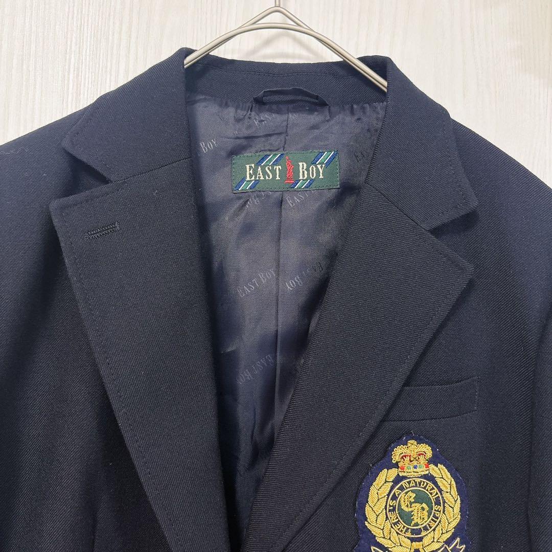 美品★イーストボーイ 紺ブレザー 金ボタン ジャケット 9号 エンブレム