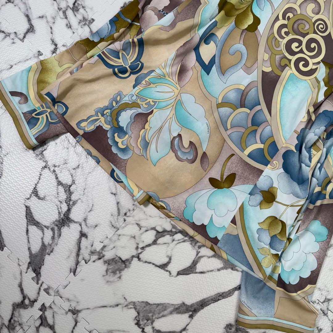 レオナール　テーラードジャケット　カンカン素材　花柄　ボタニカル　フラワー　L