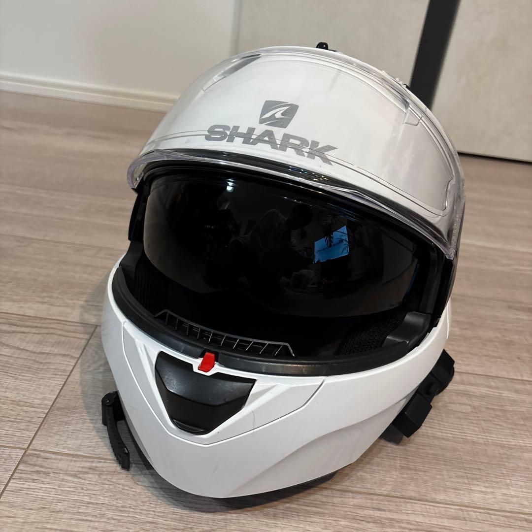SHARK Evo-ES Blankシステムヘルメット ホワイト インカム装備