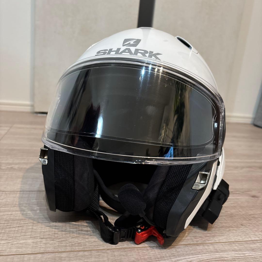 SHARK Evo-ES Blankシステムヘルメット ホワイト インカム装備