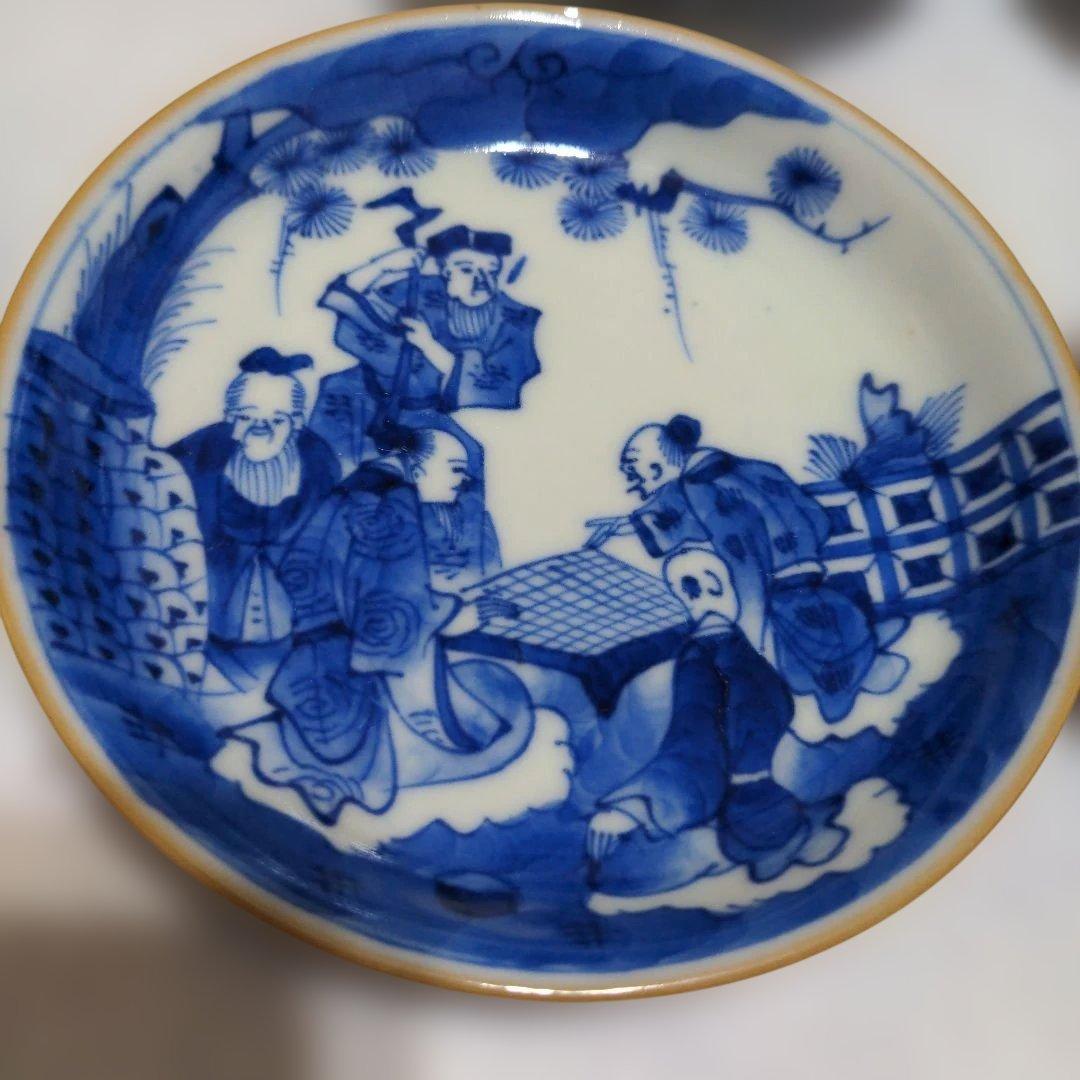 古伊万里　太明年製　染付　絵皿　小皿　1５枚他３点