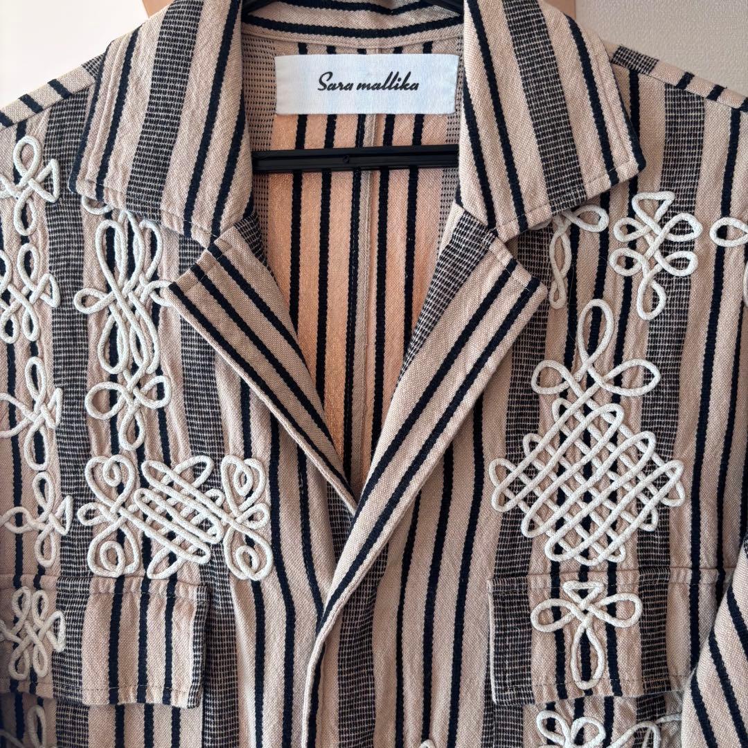 サラマリカ　エンブロイダリーストライプ　オールインワン 刺繍 ワイド