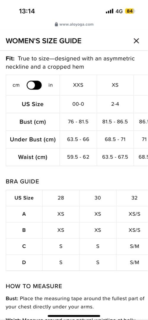 alo 長袖クロップトップ クリーム