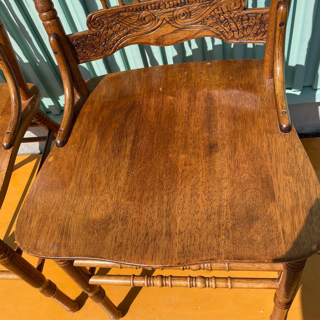 シンリー Shin Lee 2脚セット　ダイニング　椅子 チェア　彫刻 オーク材