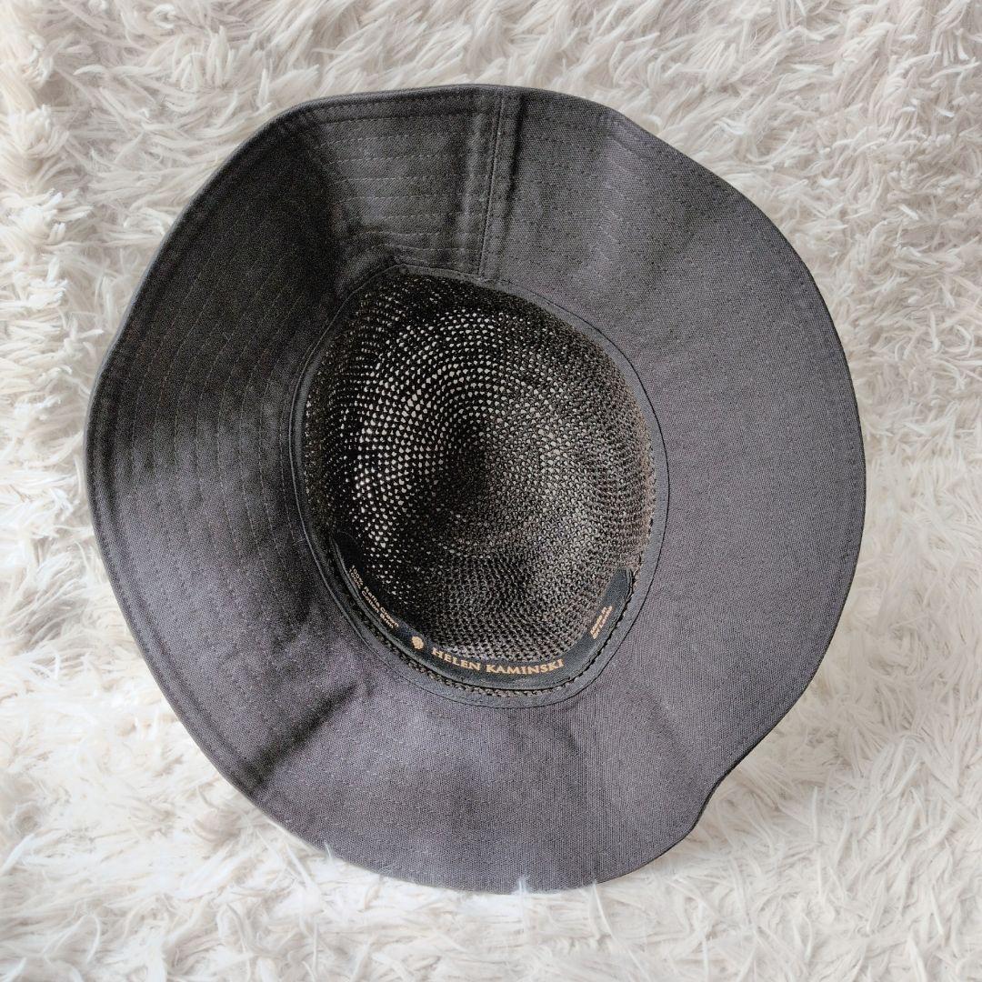 専用 ヘレンカミンスキー 麦わら帽子 ラフィアコットン ダークブラウン ブラック