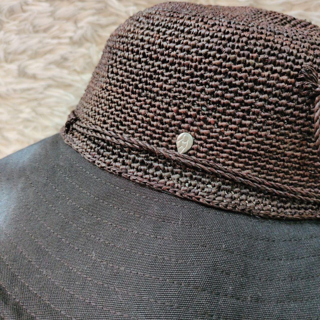 専用 ヘレンカミンスキー 麦わら帽子 ラフィアコットン ダークブラウン ブラック