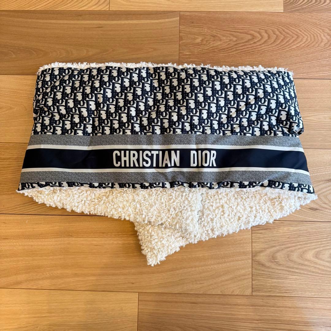 ディオール オブリーク × ボア マフラー ネイビー系 / クリーム