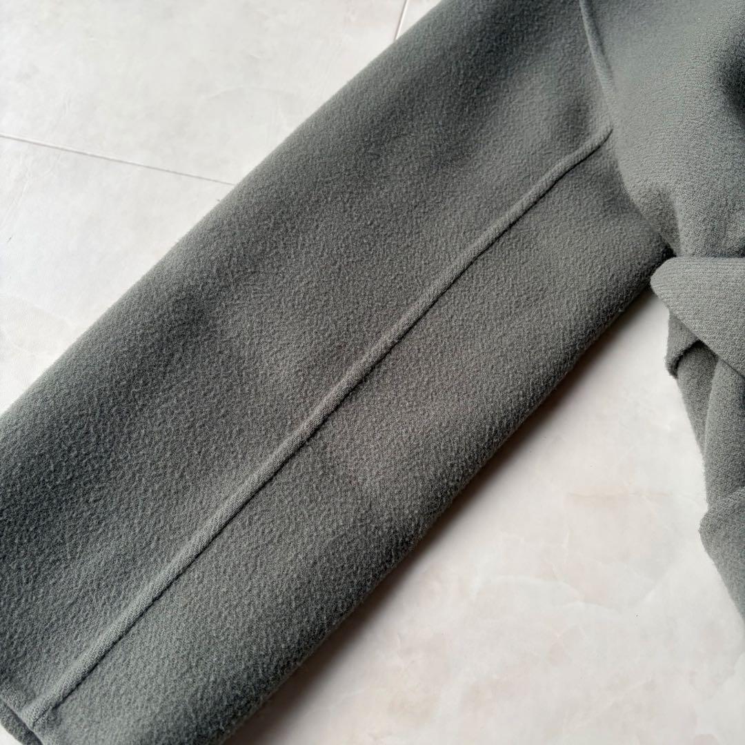 ユナイテッドアローズ ウール リバー ベルテッド ロングコート グレー 36