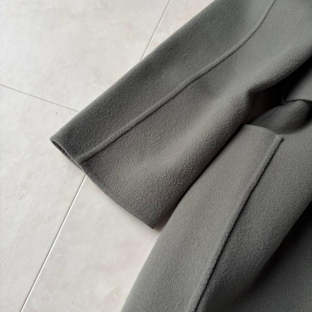 ユナイテッドアローズ ウール リバー ベルテッド ロングコート グレー 36