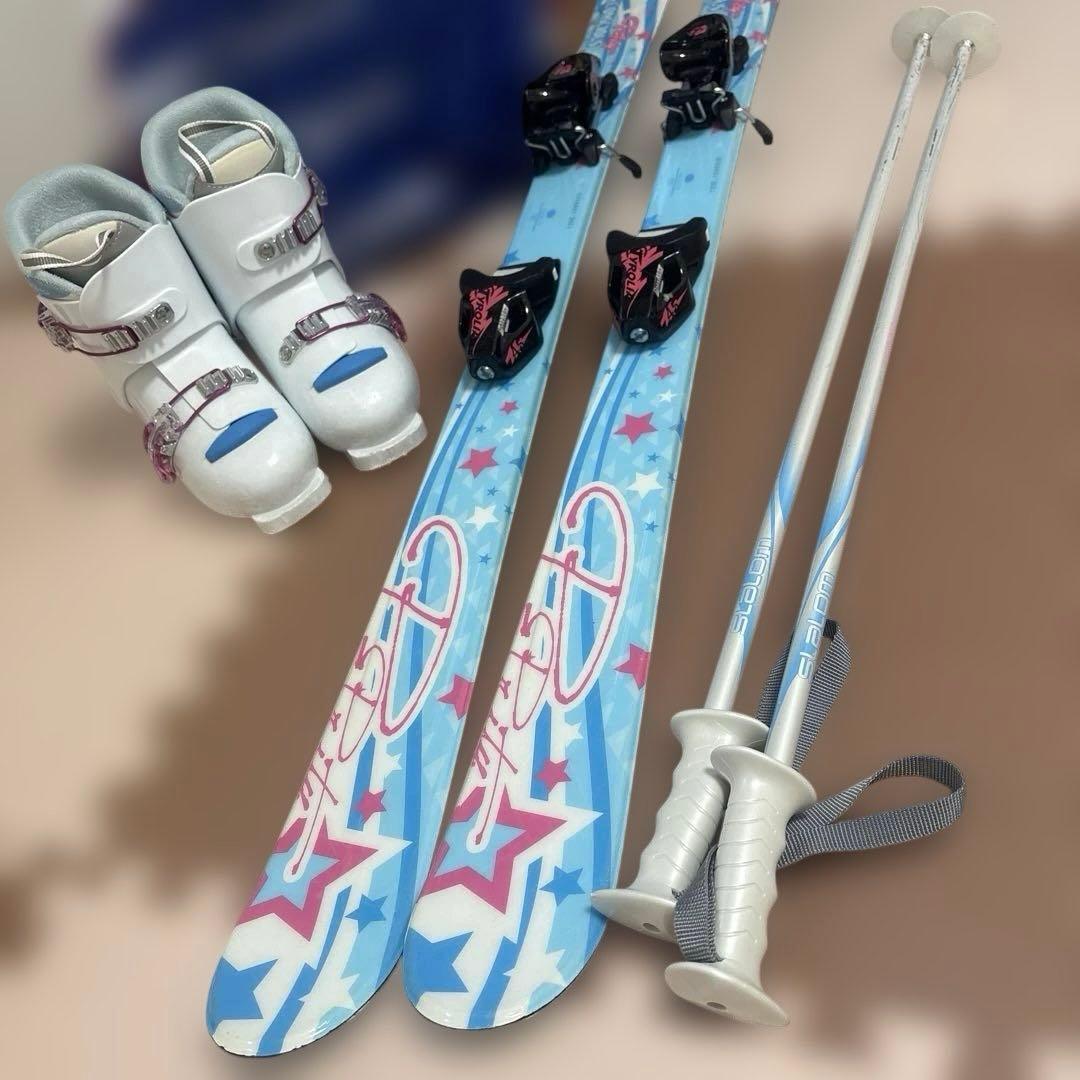 120cm スキーセット 青色星模様