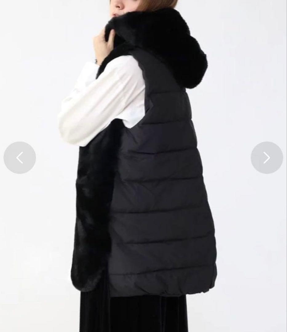 試着のみ☆Aga エコファーベスト　ブラック　9号　ヤマダヤ　ジレ　フード　ファ