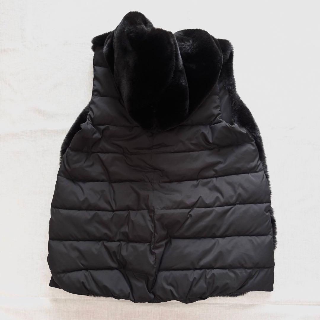 試着のみ☆Aga エコファーベスト　ブラック　9号　ヤマダヤ　ジレ　フード　ファ