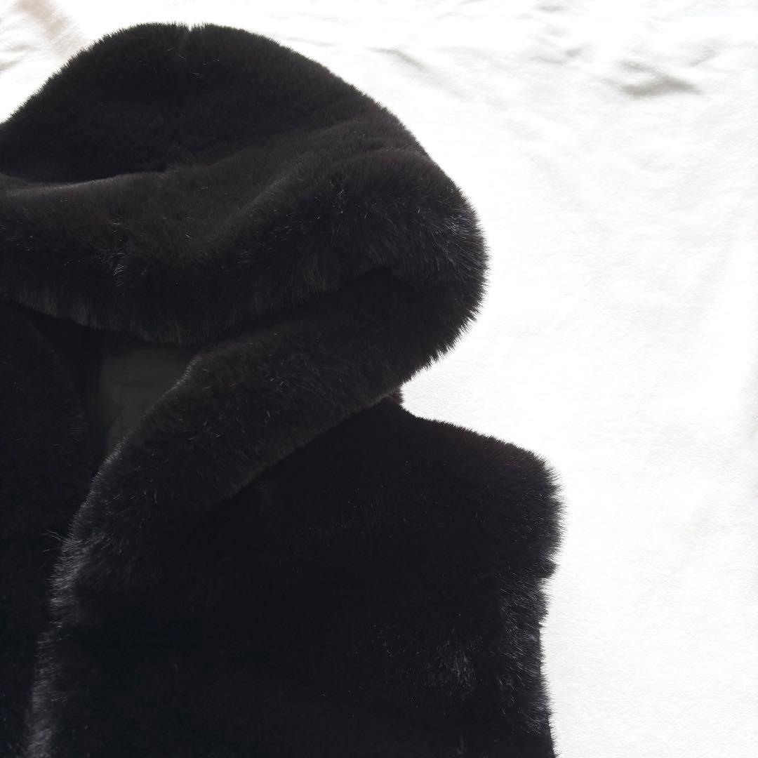 試着のみ☆Aga エコファーベスト　ブラック　9号　ヤマダヤ　ジレ　フード　ファ