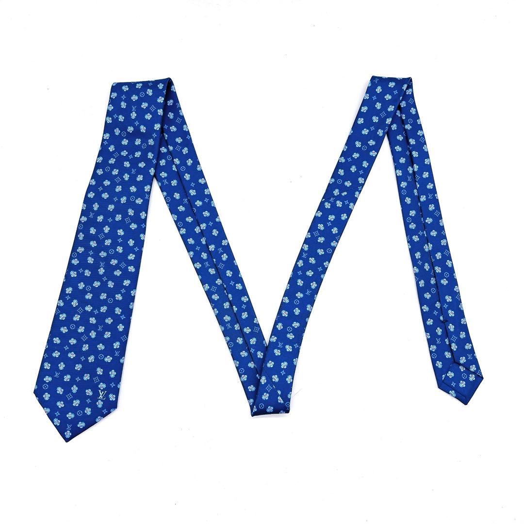 美品 LOUIS VUITTON 付属品付 ヴィヴィエンヌ ネクタイ ブルー