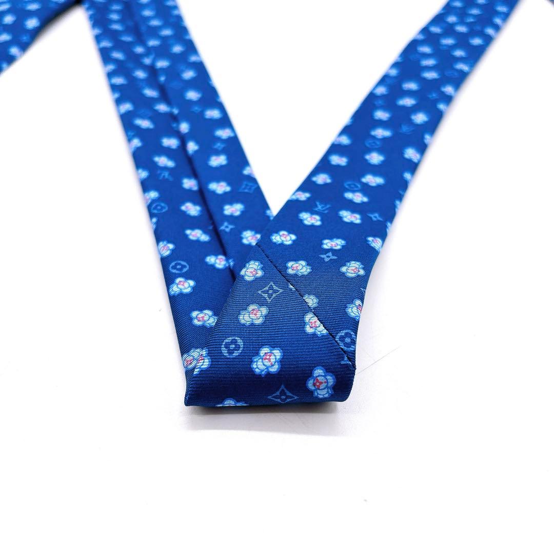 美品 LOUIS VUITTON 付属品付 ヴィヴィエンヌ ネクタイ ブルー