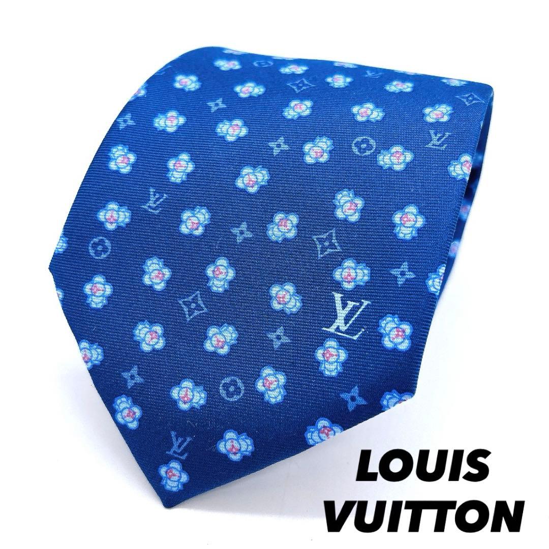美品 LOUIS VUITTON 付属品付 ヴィヴィエンヌ ネクタイ ブルー