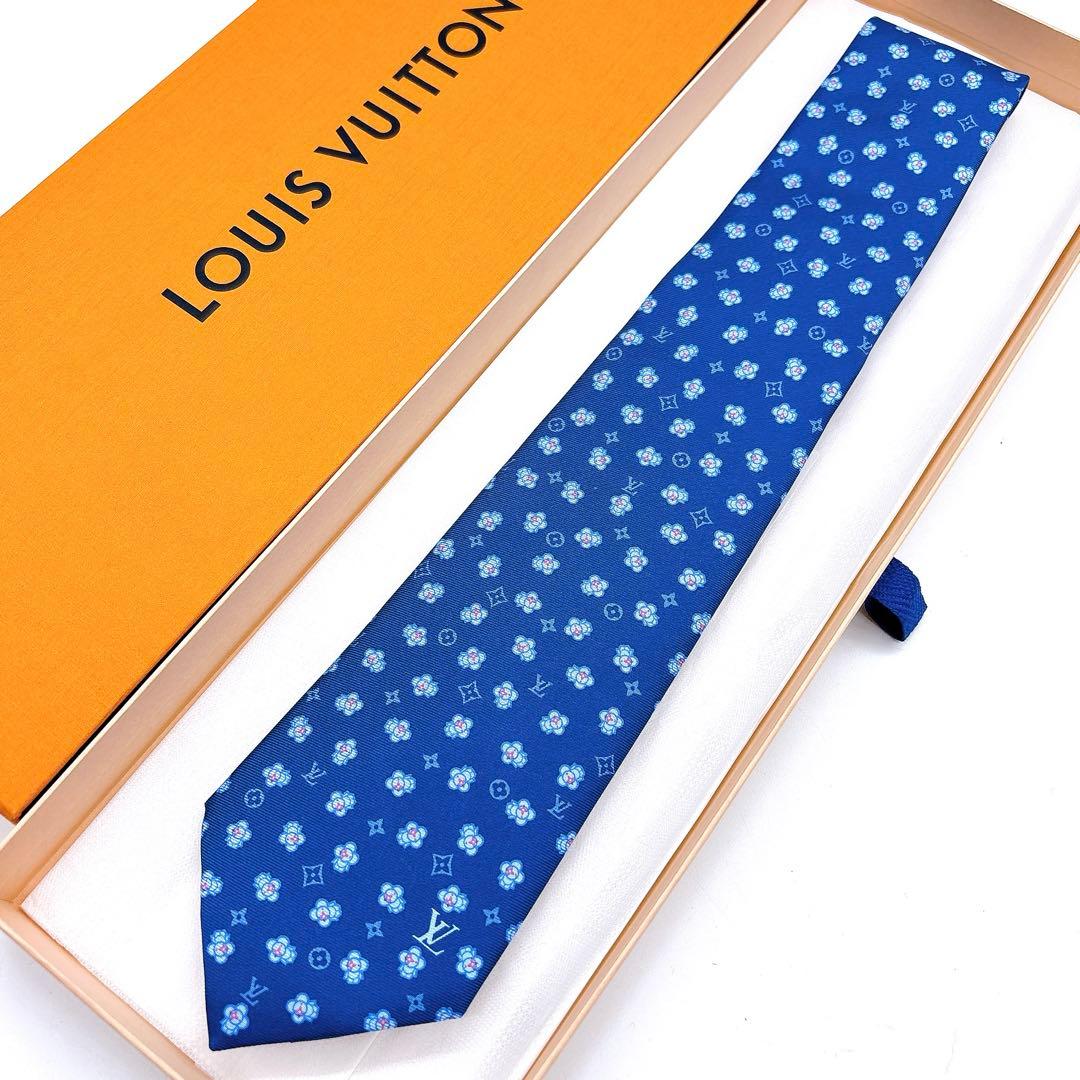 美品 LOUIS VUITTON 付属品付 ヴィヴィエンヌ ネクタイ ブルー