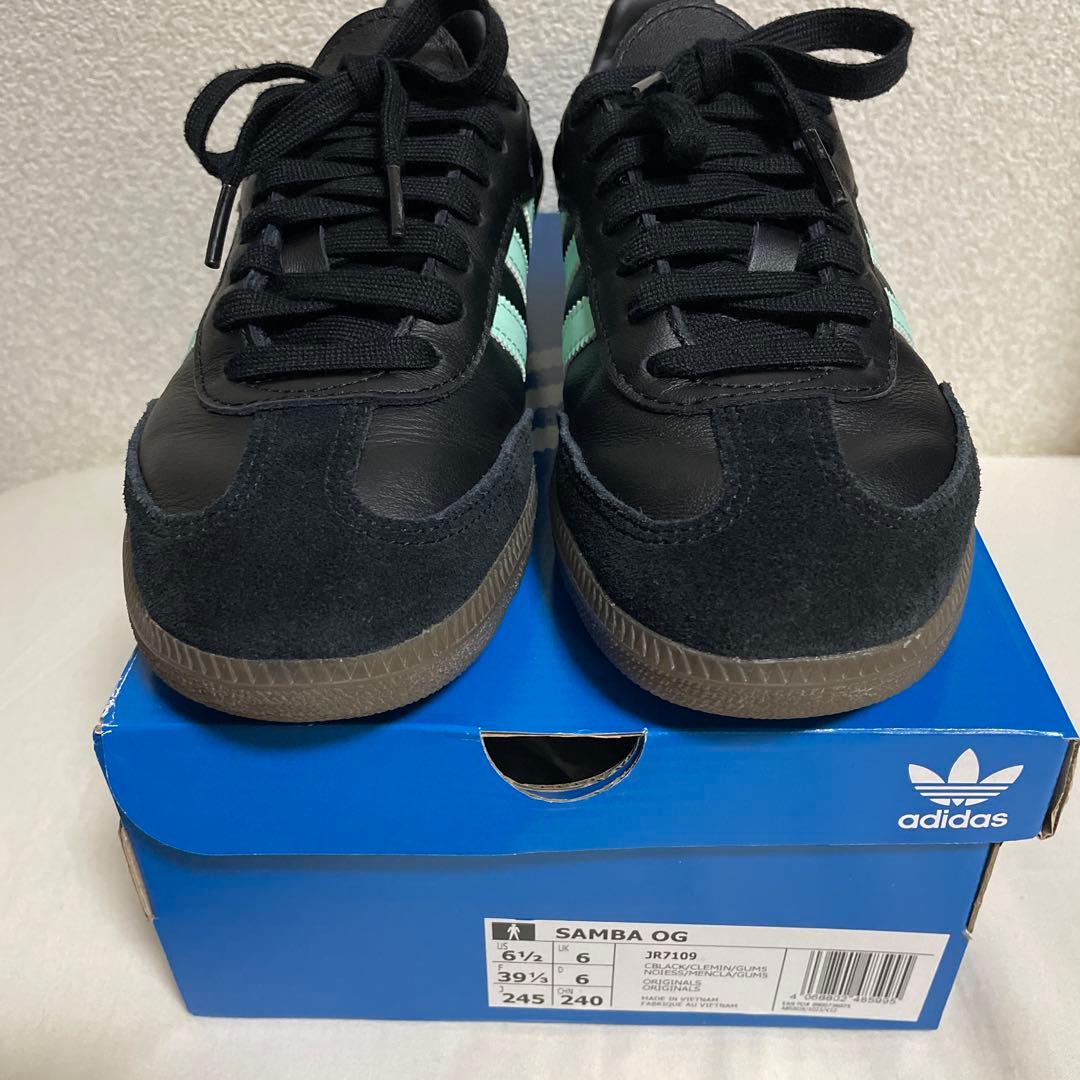 値下げadidasサンバOG ブラック/ミント 39 1/3