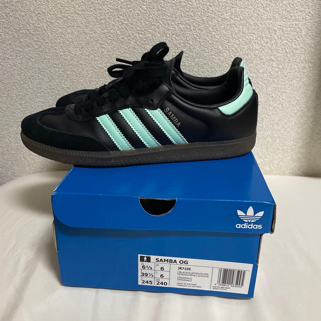 値下げadidasサンバOG ブラック/ミント 39 1/3