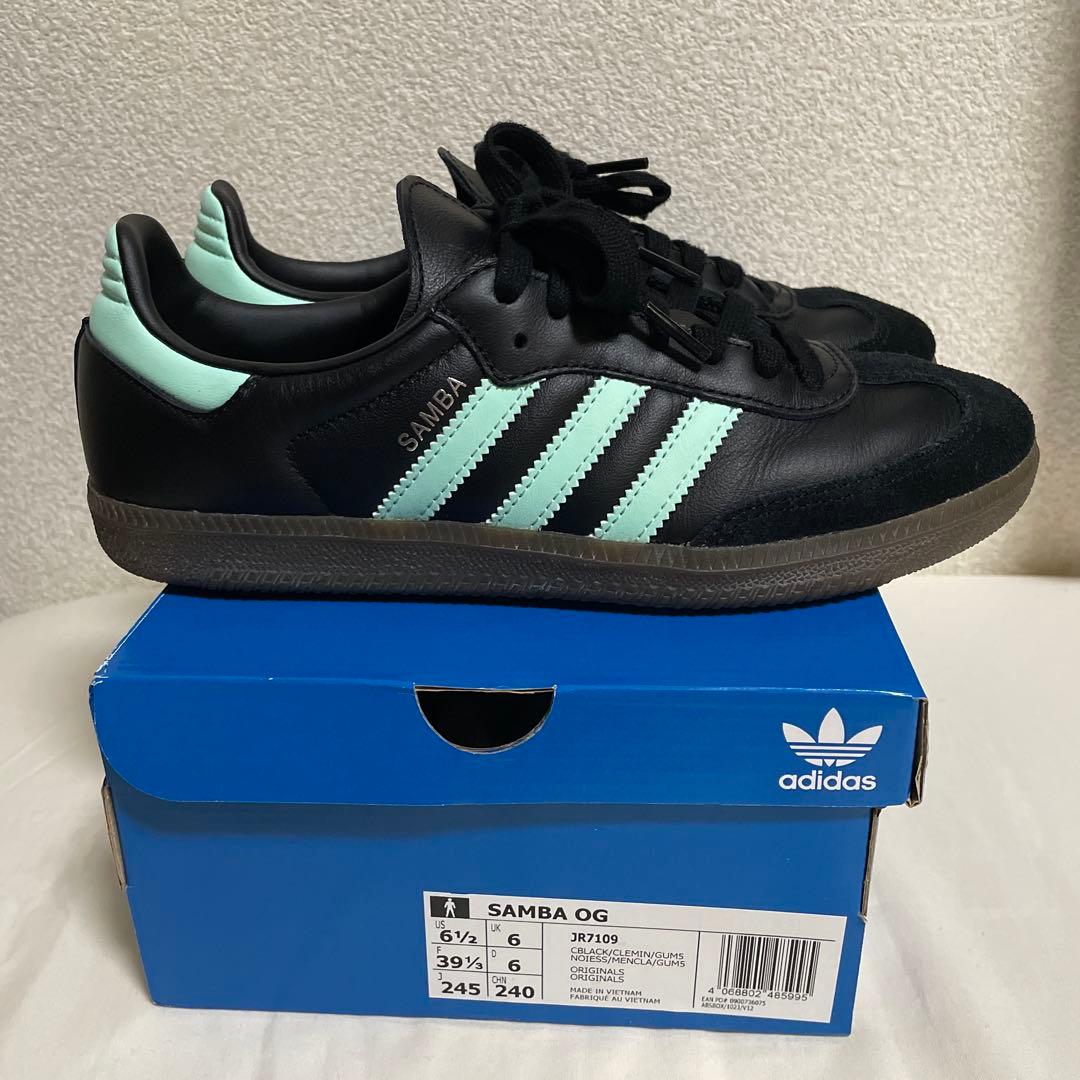 値下げadidasサンバOG ブラック/ミント 39 1/3