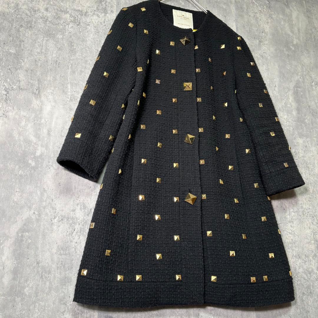 Kate Spade スペンサーコート ゴールド スタッド ブラック ツイード