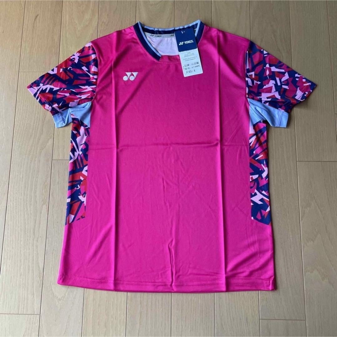 ヨネックスYONEX バド＆テニスゲームシャツ　新品　サイズLベリーピンク
