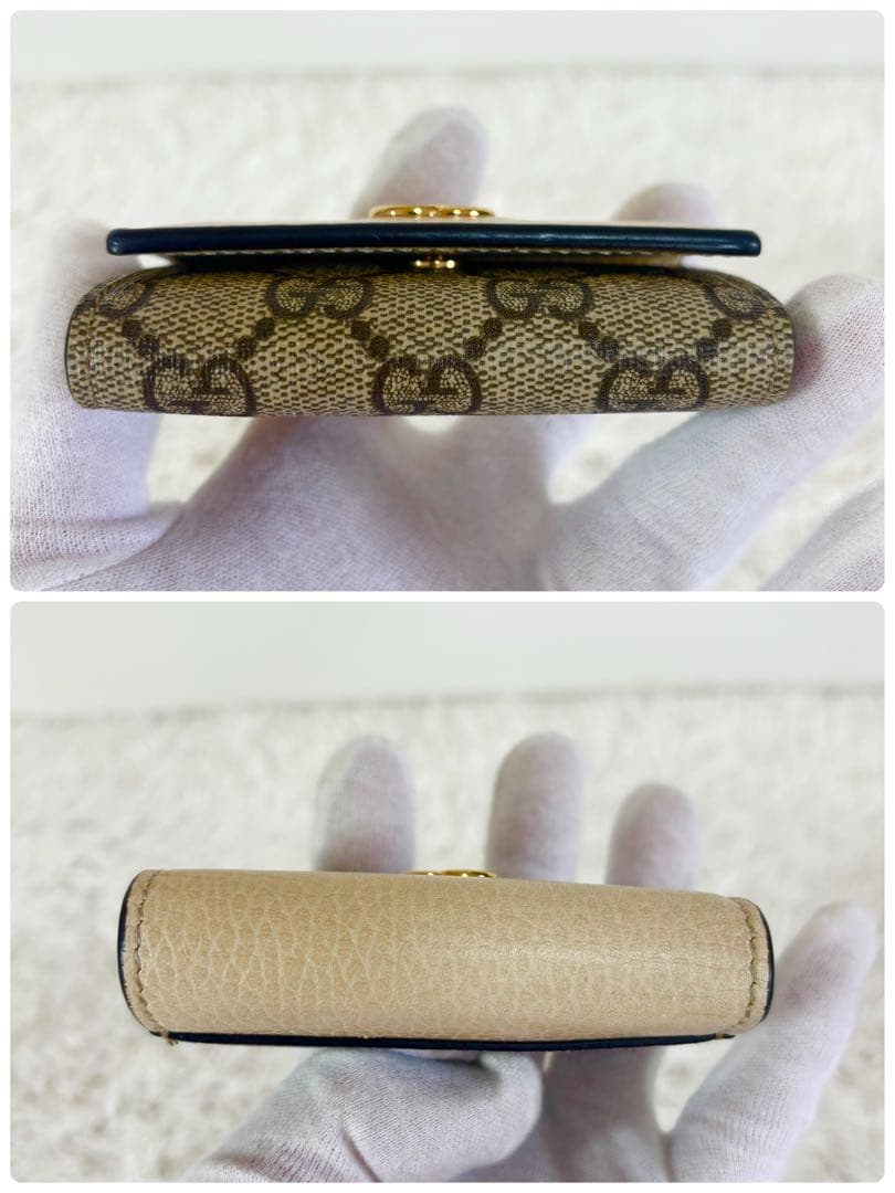 美品 現行 グッチ ６連キーケース マーモント GGスプリーム レザー ベージュ