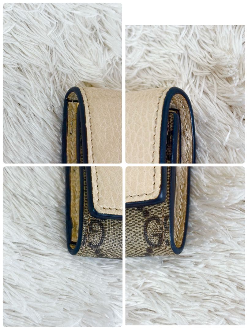 美品 現行 グッチ ６連キーケース マーモント GGスプリーム レザー ベージュ