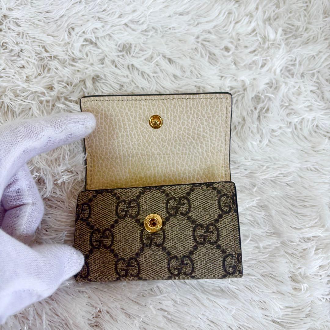 美品 現行 グッチ ６連キーケース マーモント GGスプリーム レザー ベージュ