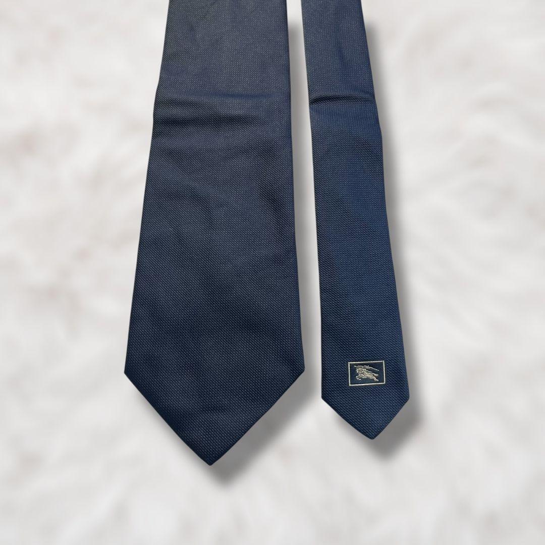 【美品✨】バーバリー ソリッドタイ ダークネイビー ジャガード メンズ ネクタイ