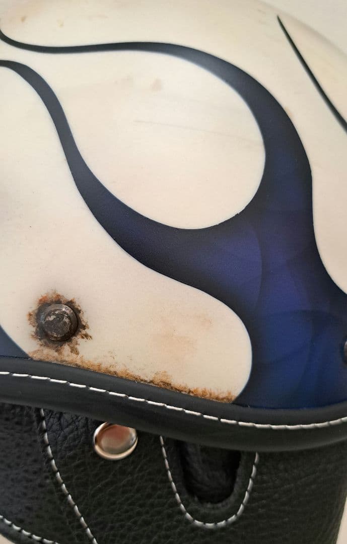 ショーティヘルメット　ポリヘル ブルーフレイムスエイジング塗装