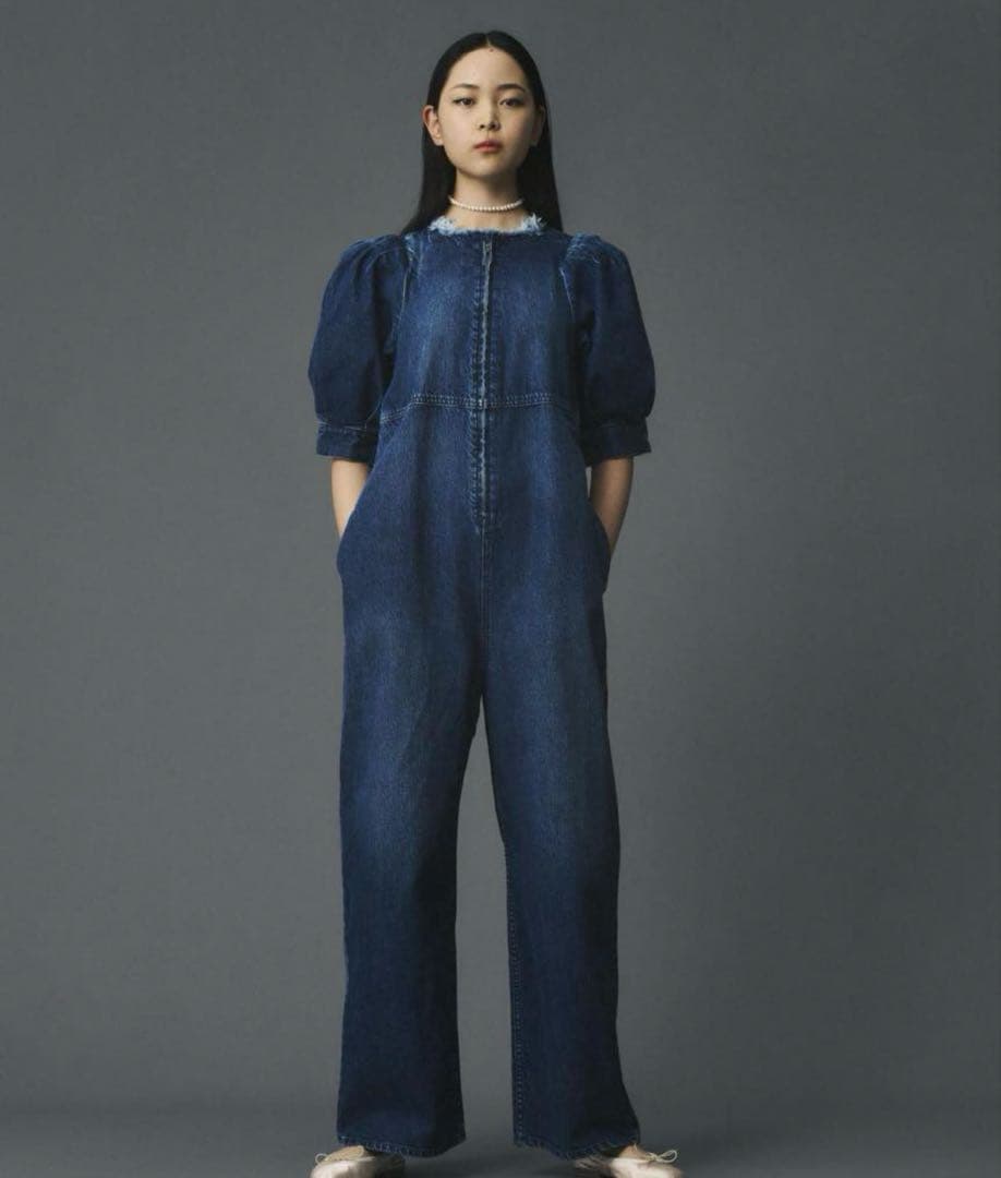 IENA アッパーハイツ パフスリーブオールインワン