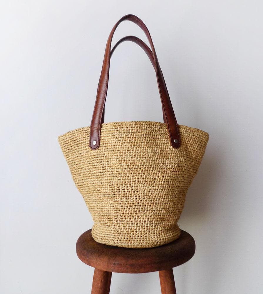 ヘレンカミンスキー ラフィアのトートバッグ かごバッグ レザー 本革