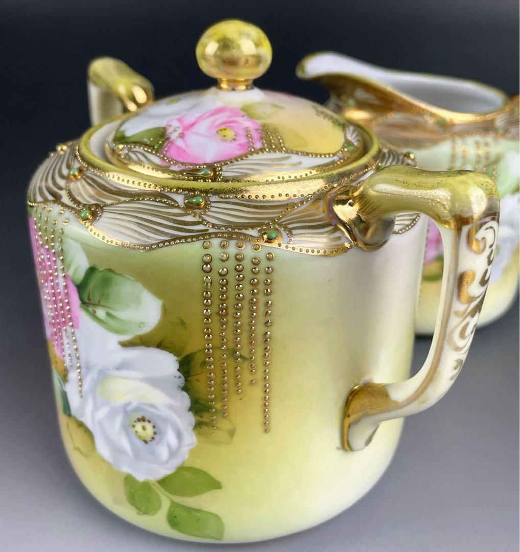 【専用】オールドノリタケ 薔薇紋 シュガーボウル クリーマー ジュエル 金盛り