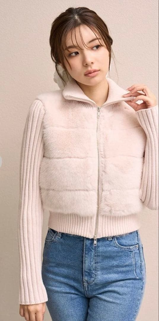 スナイデル ❤︎ファーニットブルゾン❤︎人気即完売/ピンク/新品同様/snidel