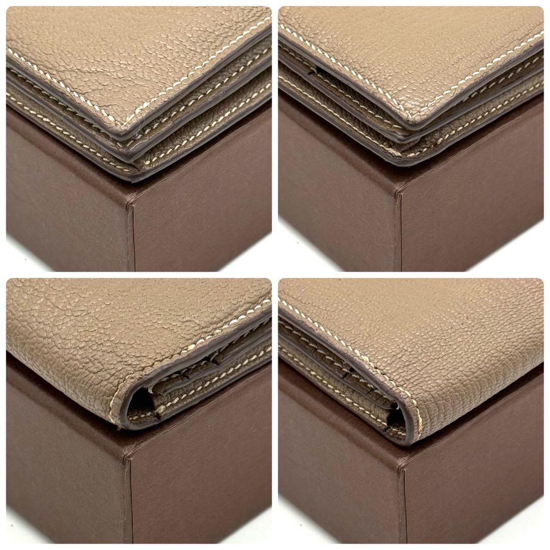 極上美品❣️エルメス べアンスフレ シェーブル 財布 ベージュ O77